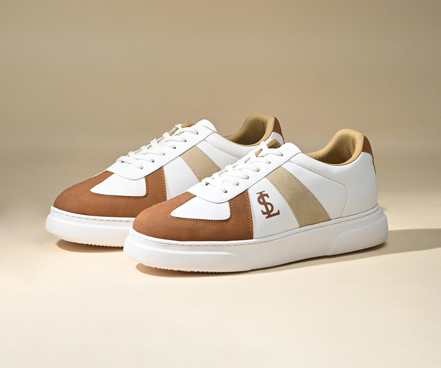 LOUIS STITCH White and Tan Sneaker for Men | Comfortable Sneaker | LSP-SNK-AVI012-WHTN