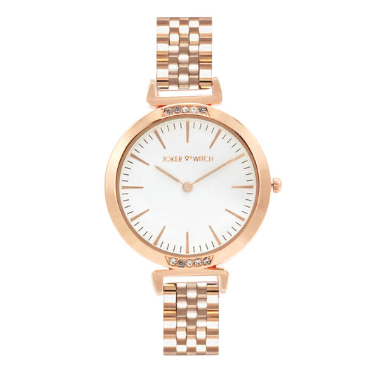 Joker & Witch Petite White Dial 12mm Rose Gold Stainless Steel Watch for Women