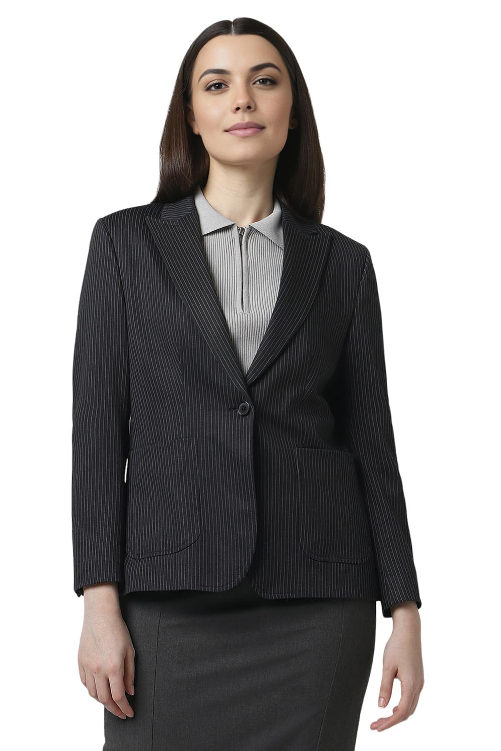 Van Heusen Women's Blazer (VWBZFRGFX45002_Black_M