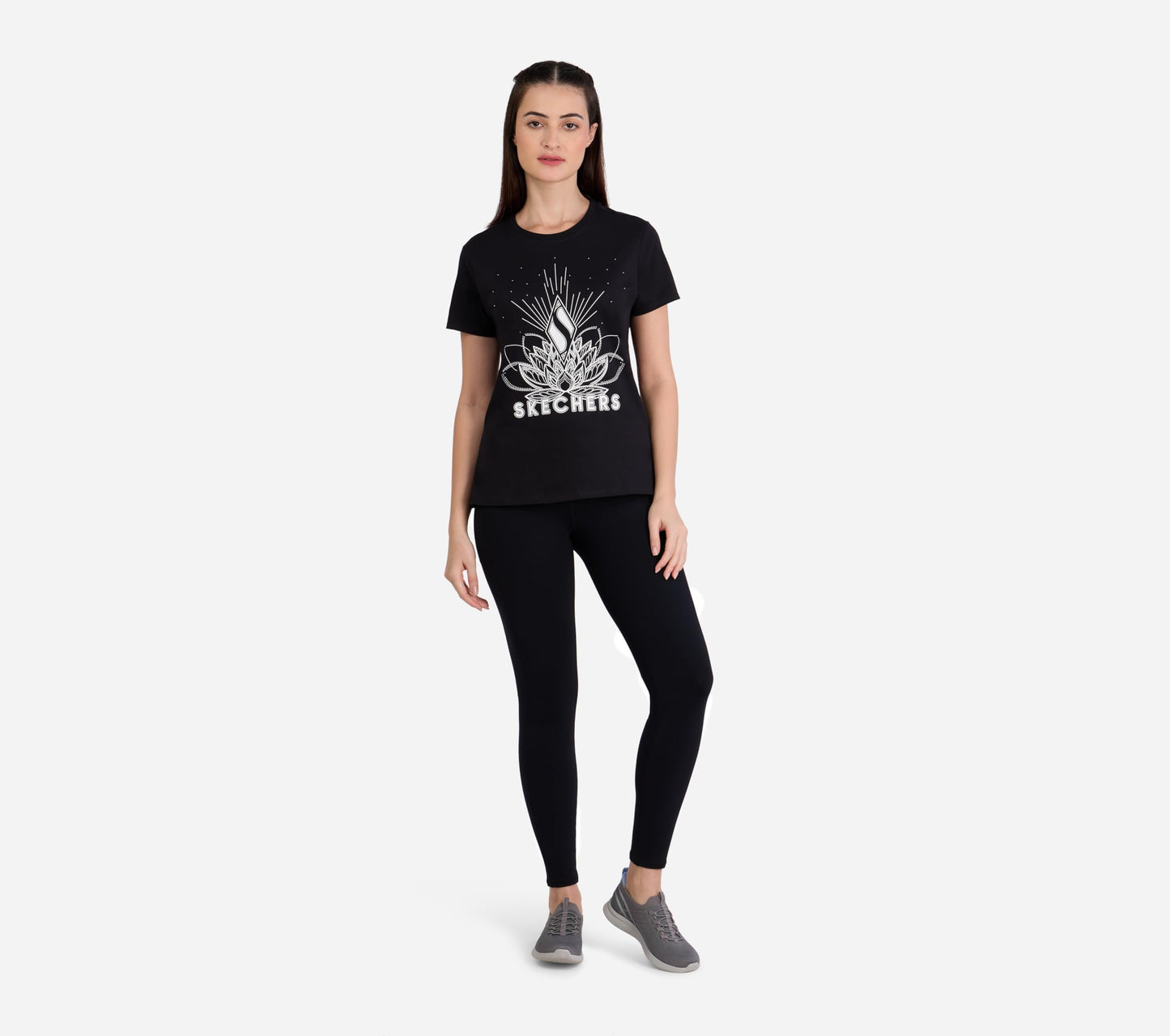 Skechers Womens Stud Embellished Round Neck Tshirt T-Shirts