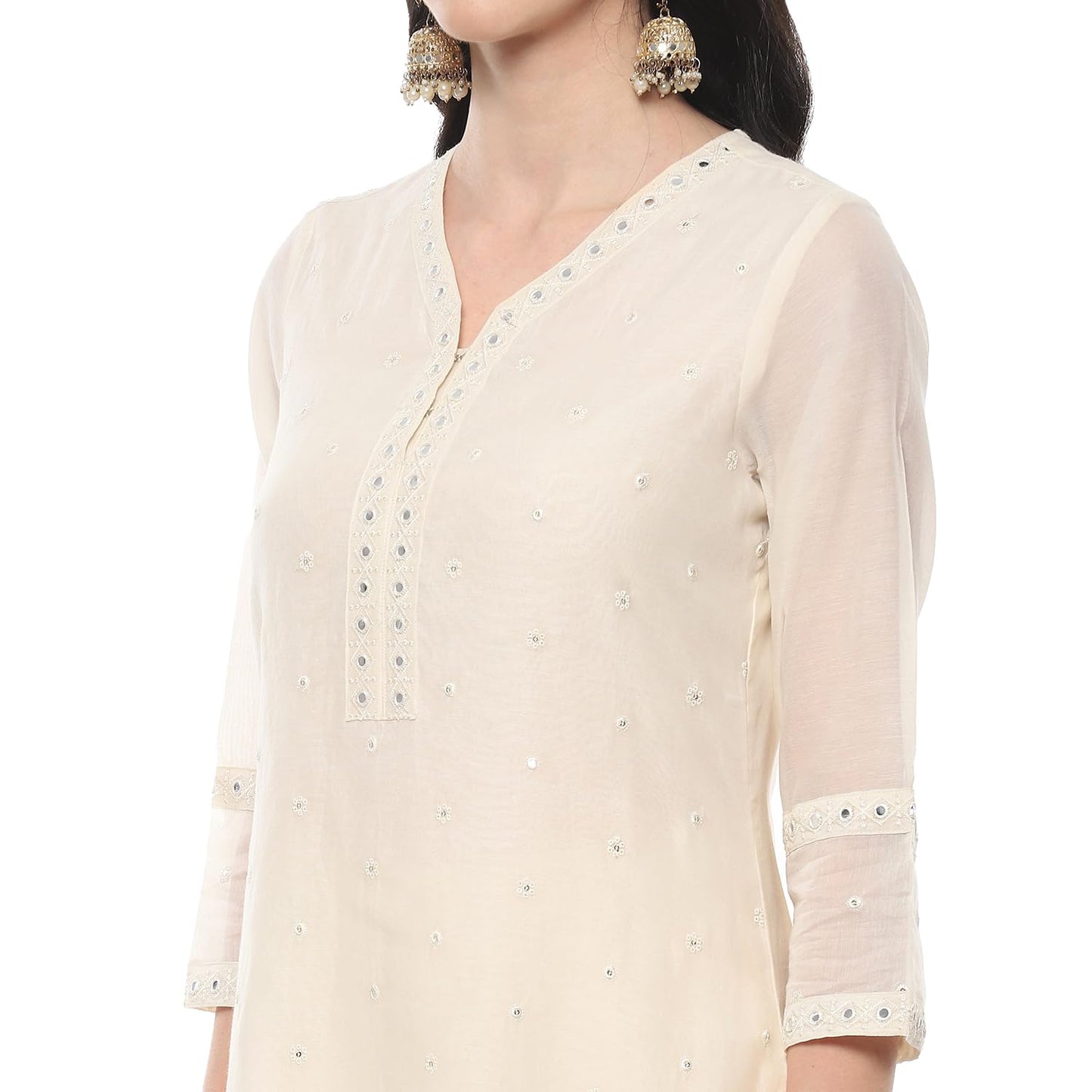 BIBA Regular Women Polyester Self Design Kurta (SUMMERSTAPLESCOLLECTION20282SS24WHT_White