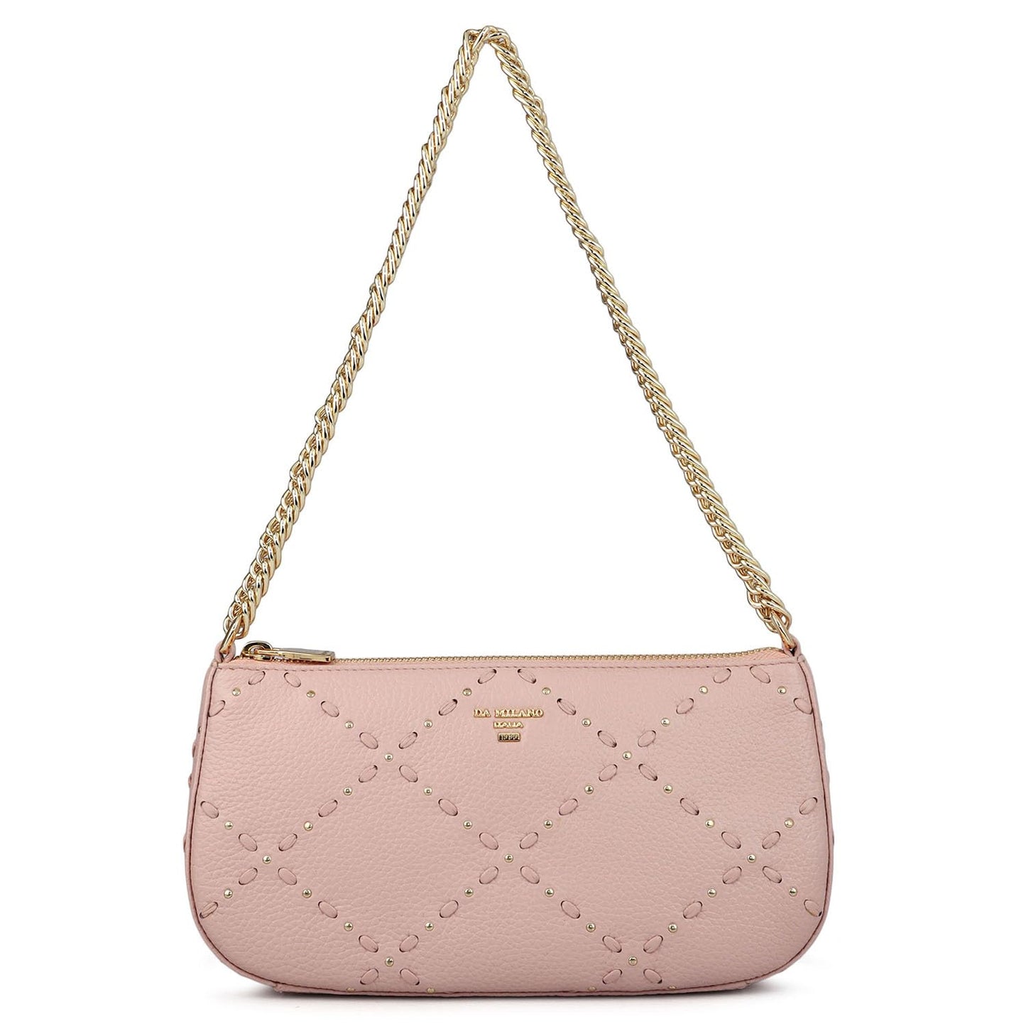 Da Milano Leather Shoulder Bag for Women - Pink