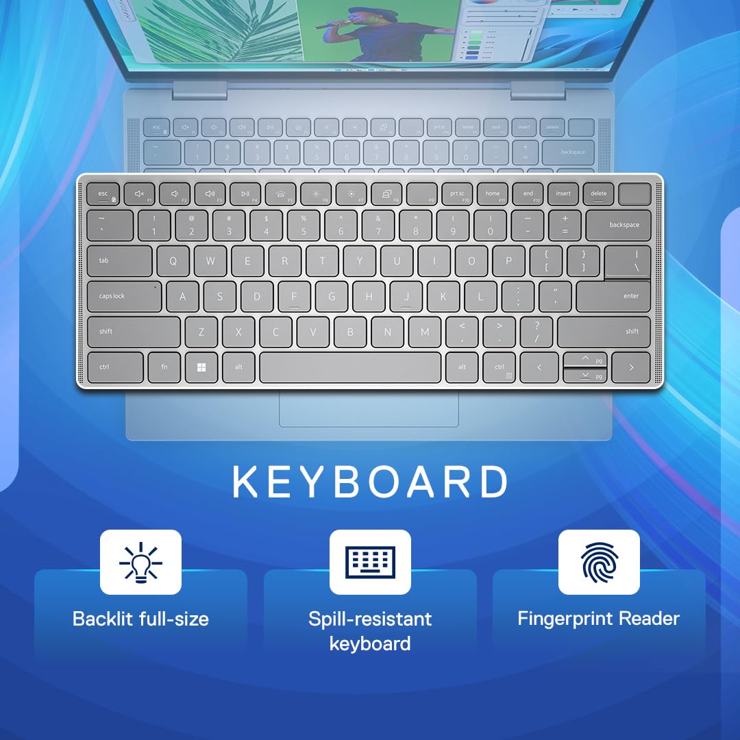 Dell Inspiron 7430 2in1 Touch 13th Gen Laptop, Intel Core i3-1315U Processor, 8GB, 256Gb SSD, 14.0" (35.56cm) FHD+ Display, Windows 11 + MSO'21, Backlit KB + Finger Print, Silver,Thin & Light- 1.58kg