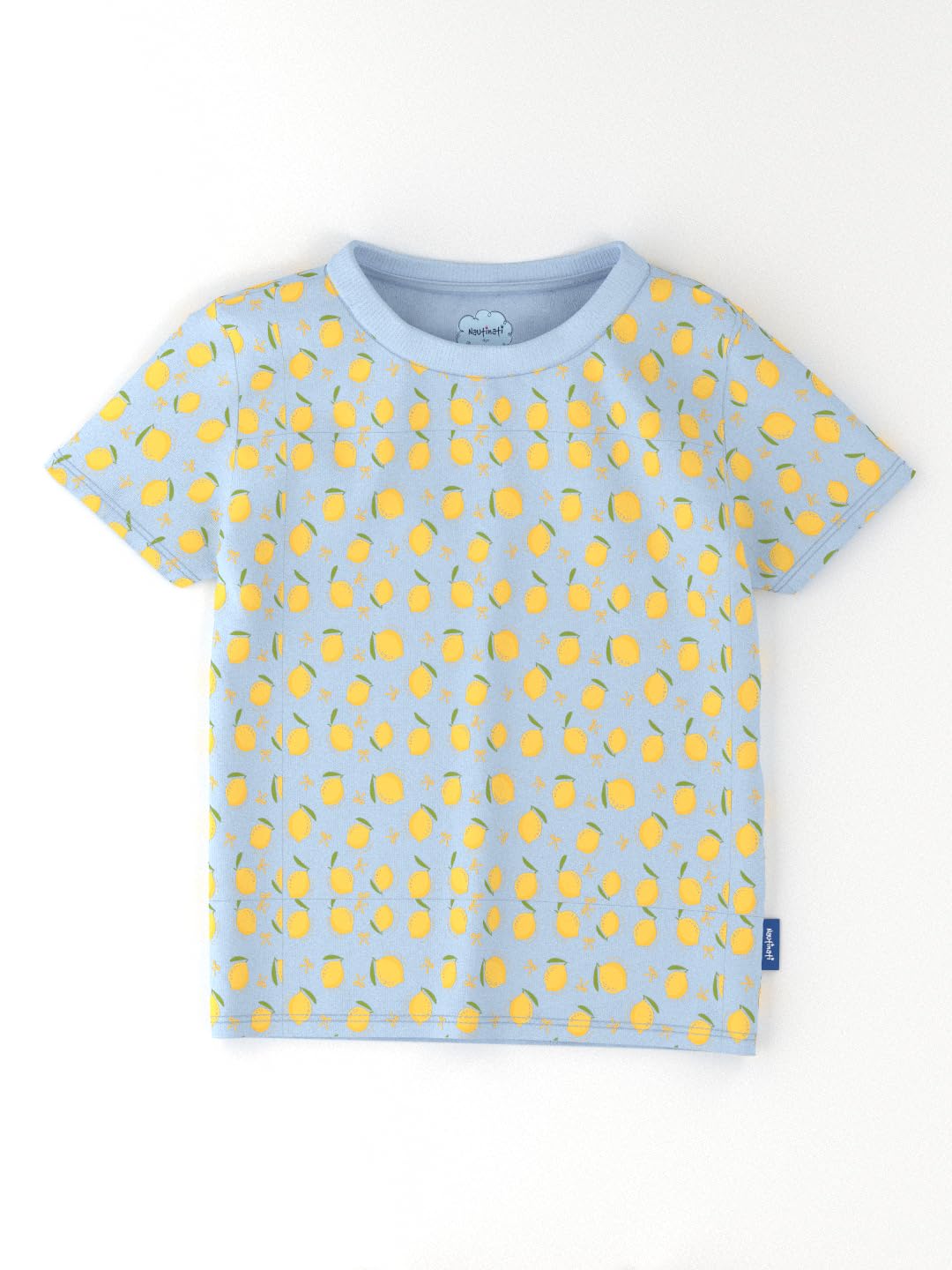 Nautinati Girls’ Mango and Lemon Print Cotton T-Shirts | Pack of 2 T-Shirts for 2 to 10 Years