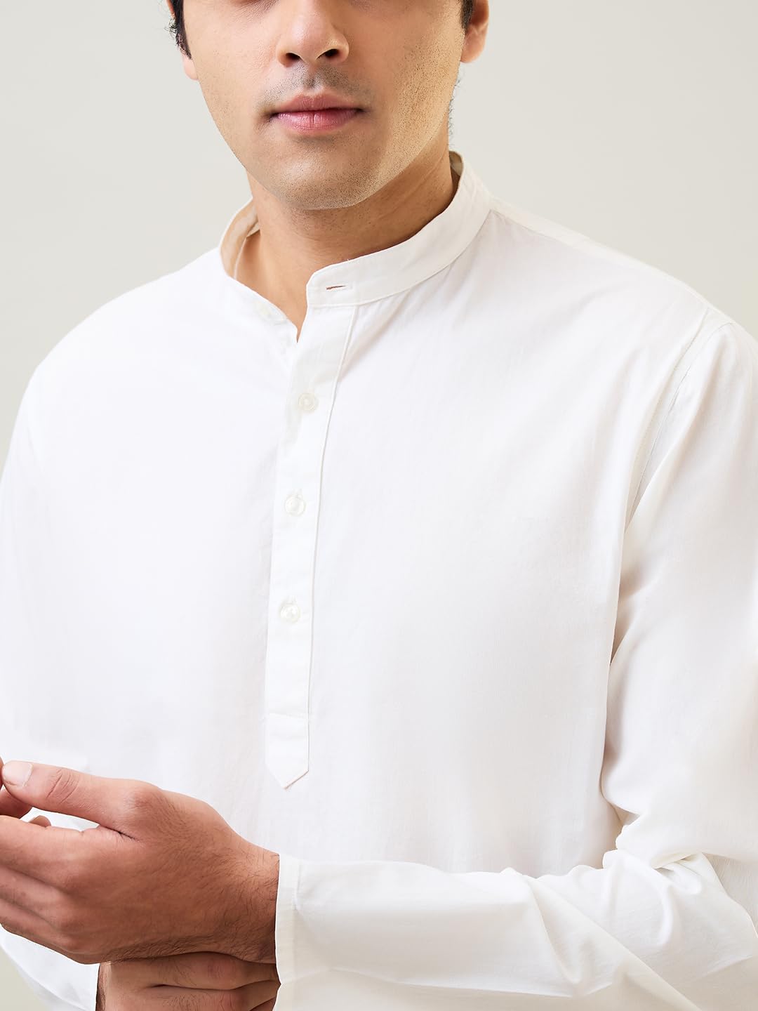 Raymond Sleepz Men Comfort Fit Solid Pattern Pure Cotton Mandrin Collar Sleepz Kurta Set (Size: L)-AEUC00013-F1