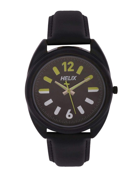 Helix Leather Analog Green Dial Men's Watch-Tw038Hg04, Band_Black