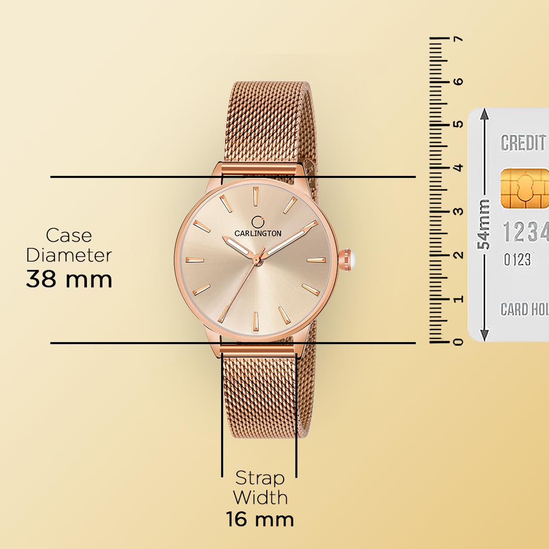 Carlington Womens Analog Ladies Wrist Watch With Mesh Strap - Ct 2007 Rose Gold