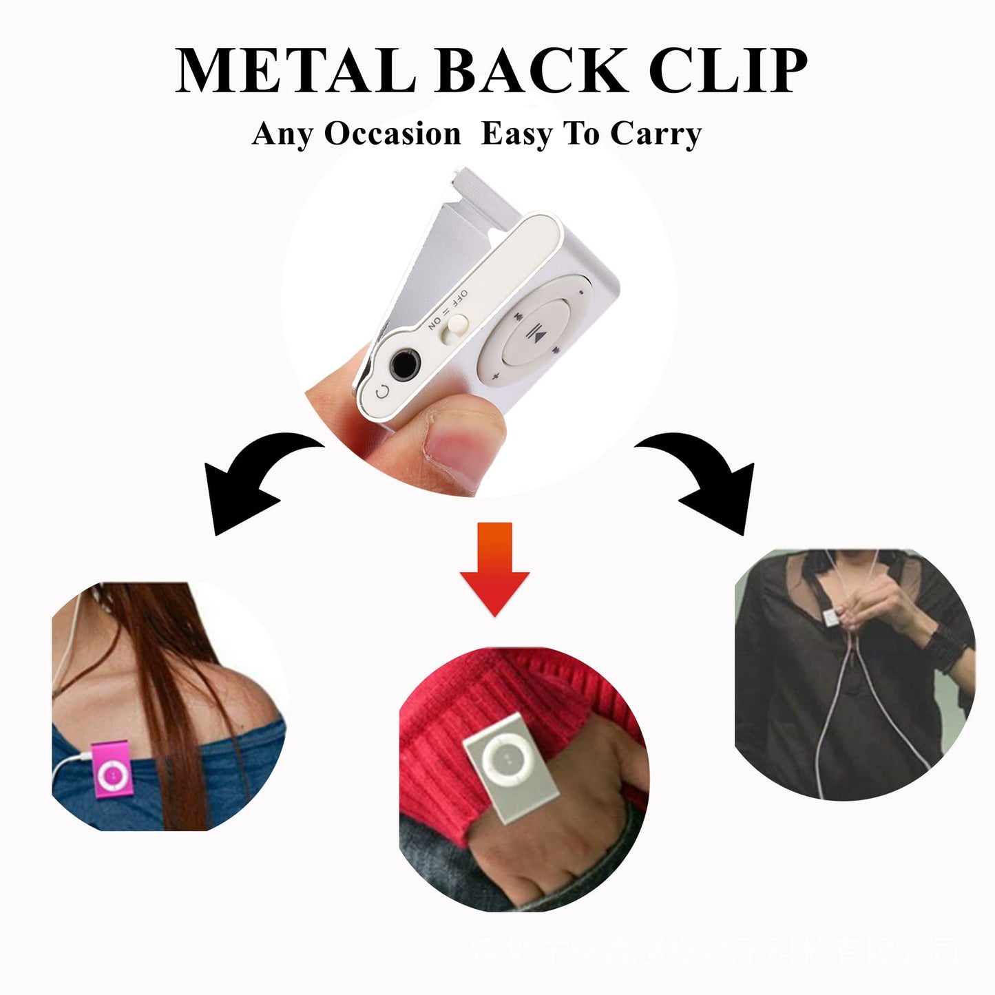 TRIDEO Mini MP3 Player, Portable Digital Music Media Player, with Back Clip|Player with Earphone and USB Cable| Support Memory Card (Silver)_SA10