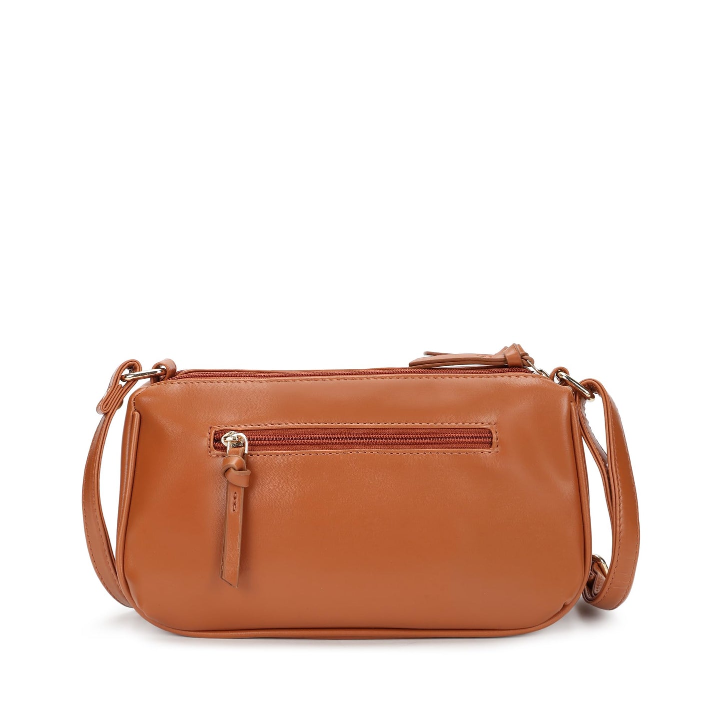 Fastrack Tan Sling Bag for Women | Minimal Faux Leather Crossbody with 2 Zippered Compartments & Quick-Access Pocket | Adjustable Strap Sling for Everyday Outings & College