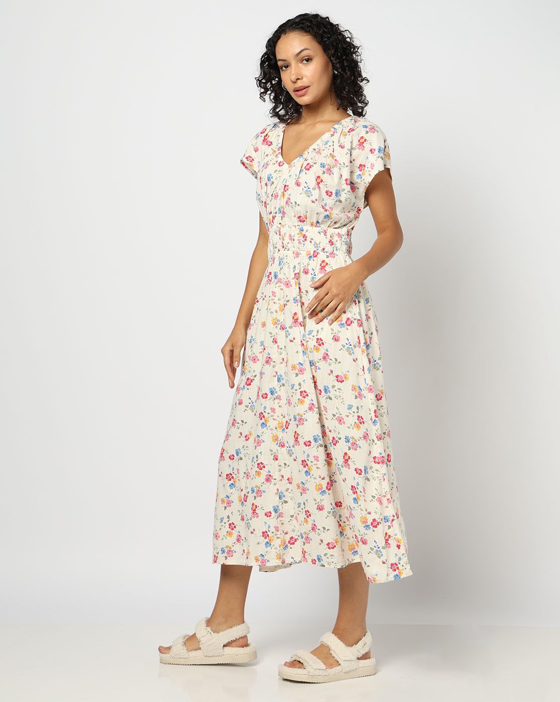 GAP Women's Cotton Blend Classic Maxi Casual Dress (442754733_Multi Multicolour