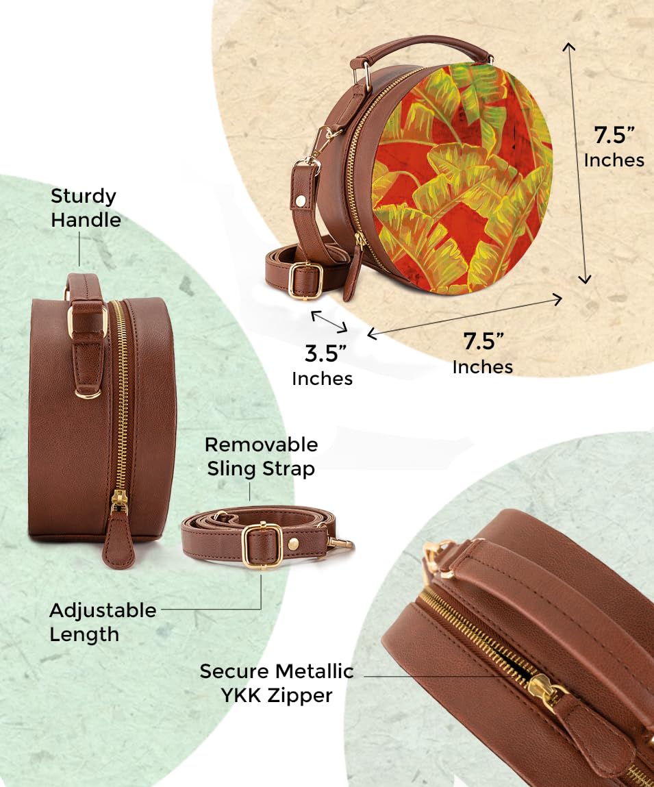 Kalankit Round Sling Bag for Women | Lightweight Vegan Leather Crossbody | Stylish Compact Purse | Compact Handbag for Women | Valentine Gift for Girlfriend | Breaking The Monotony