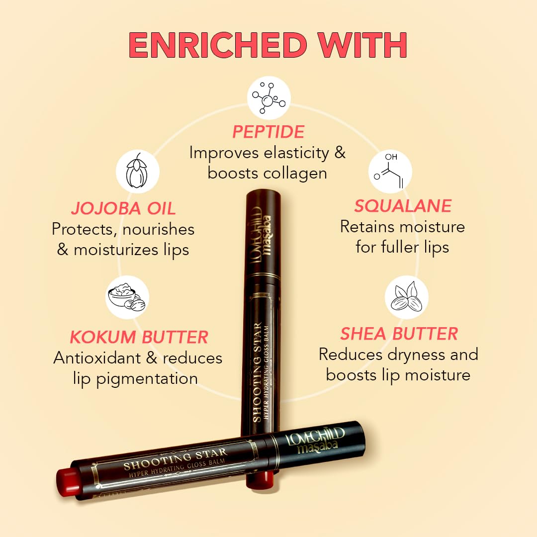 LoveChild Masaba Hyper Hydrating Gloss Balm Stick (Dark Brown) | 3-in-1 Plumping Lip Gloss Balm For High Shine | Enriched with Peptide, Squalene & Jojoba For Hydration | Hot Glaze, 1.8g
