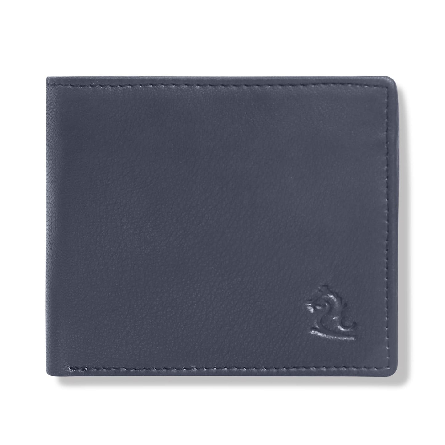 KARA Men's Blue Leather Wallet with 3 Card Holder Slot - Genuine Leather Wallets for Men