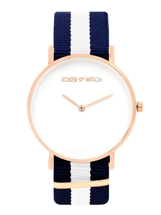 Joker & Witch Women's Classic Blue White Stripes Multicolor Strap Analog Watch