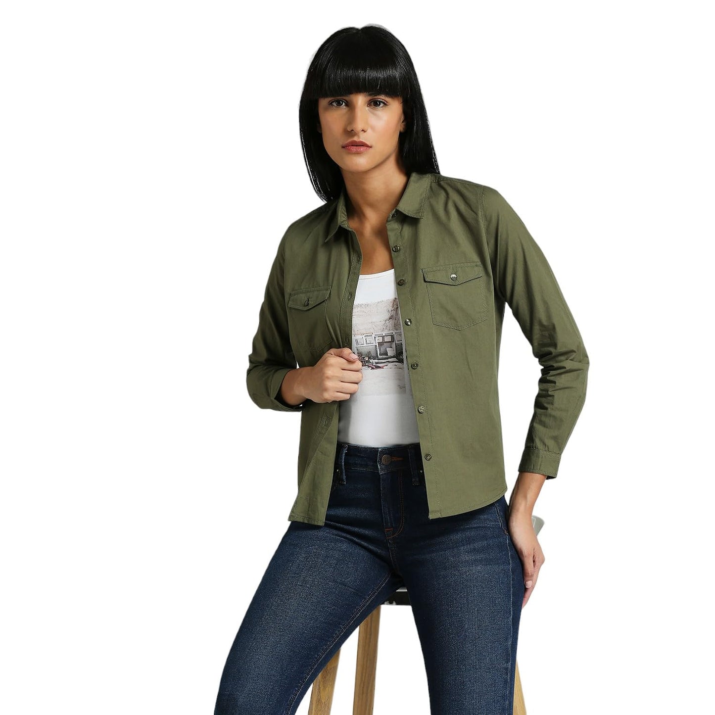 Pepe Jeans Women's Regular Fit Solid Shirts
