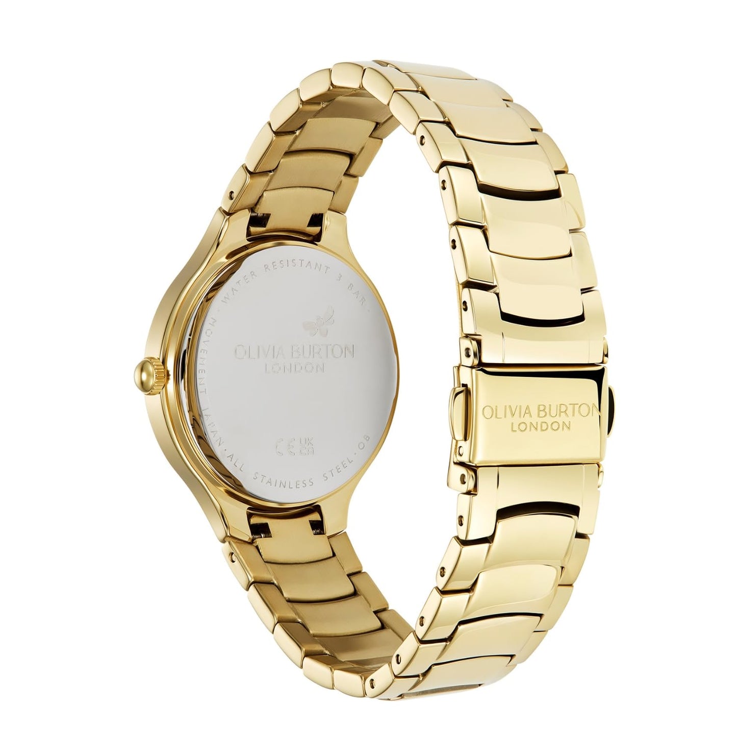 Olivia Burton Lea Qtz Basic Forest Green Round Dial Women's Watch|Ionic Plated Thin Gold Steel Material|Gold Color Band - 24000209