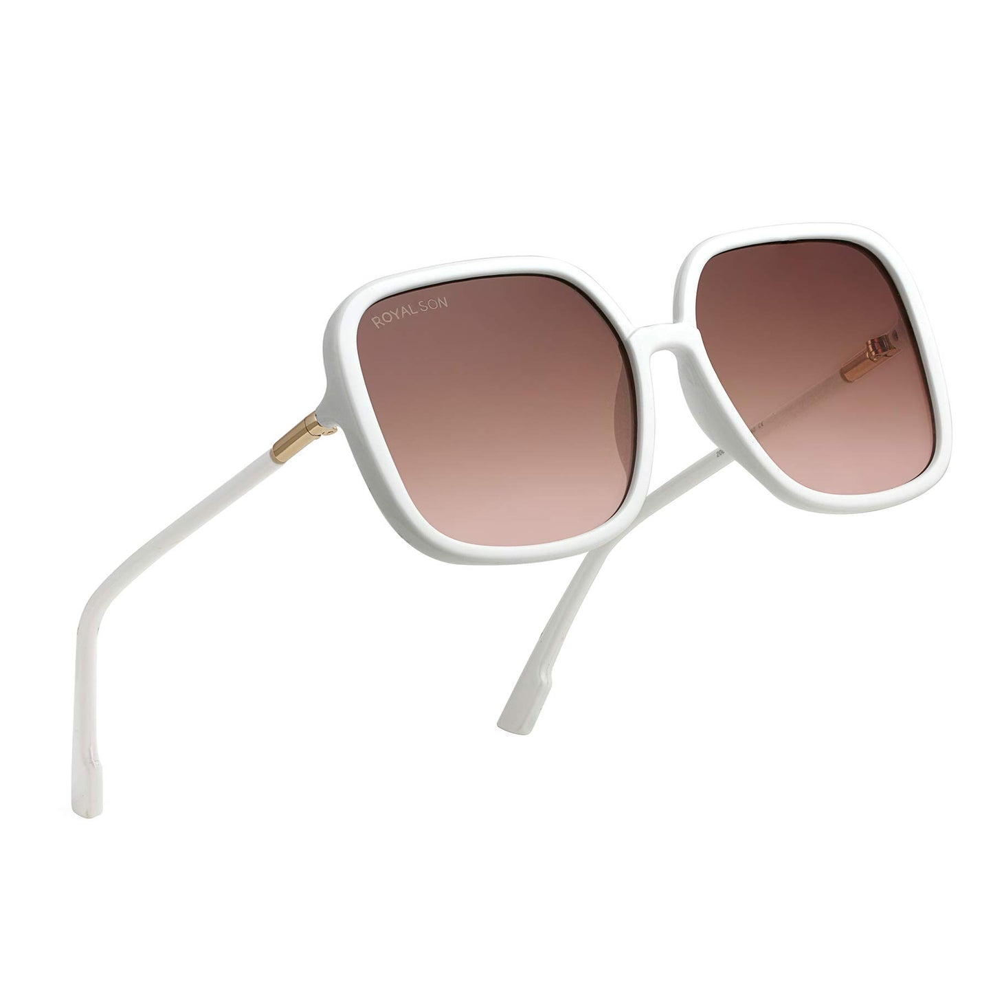 ROYAL SON Women Oversized Non-Polarization Sunglasses White Frame, Brown Lens (Large)