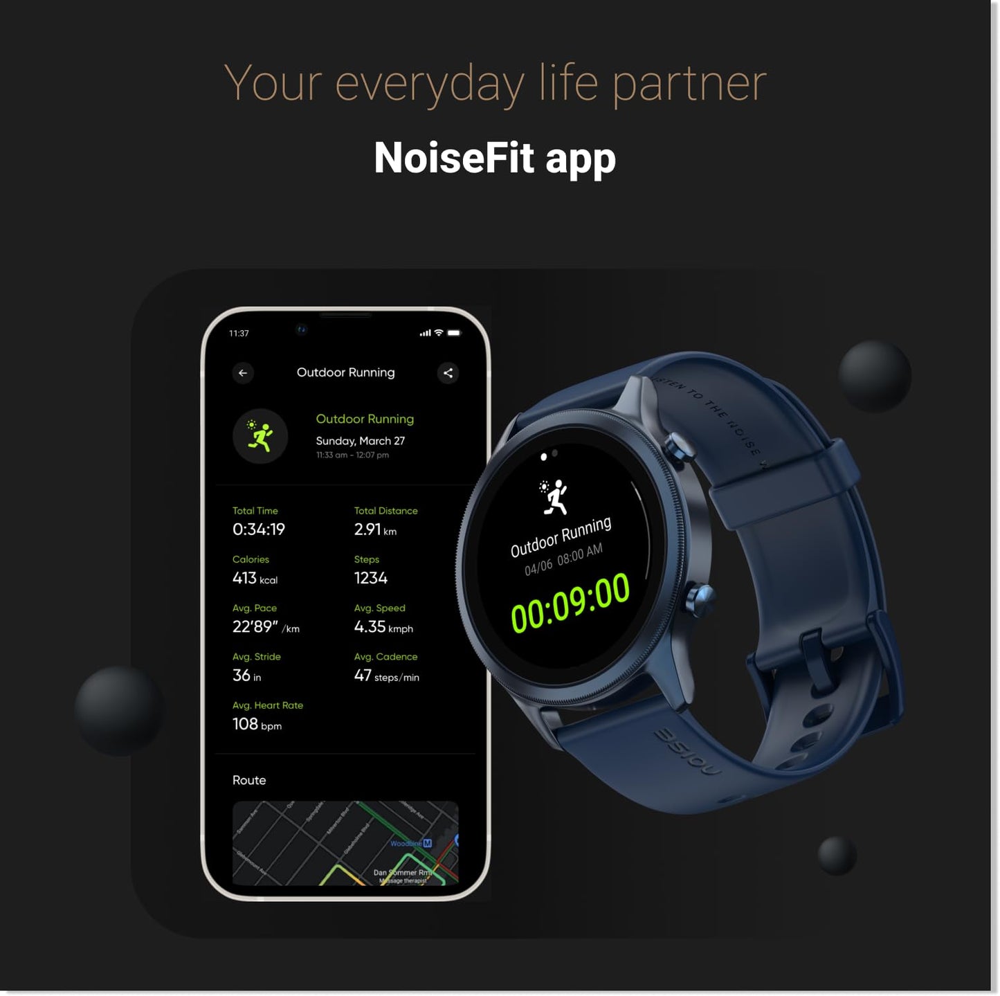 Noise Evolve 3 1.43" AMOLED Always on Display, BT Calling, Round Dial, Metallic Design Smart Watch for Man & Woman, Smart Gesture Control, 100 Sports Modes (Space Blue)