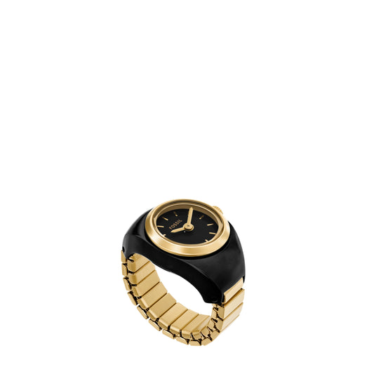 Fossil Analog Women Black Gold Watch Ring Quartz Stainless Steel Watch ES5413