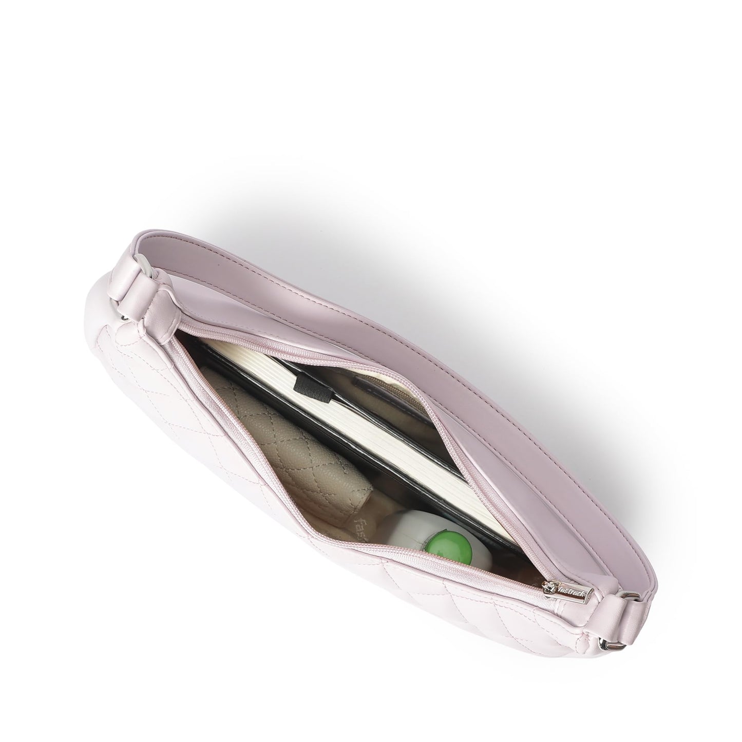 Fastrack Quilted Crush Shoulder Bag | Faux-Leather Women’s Bag | Zipper Closure with Silver Strap Accents & Utility Pockets | Gifts for Women