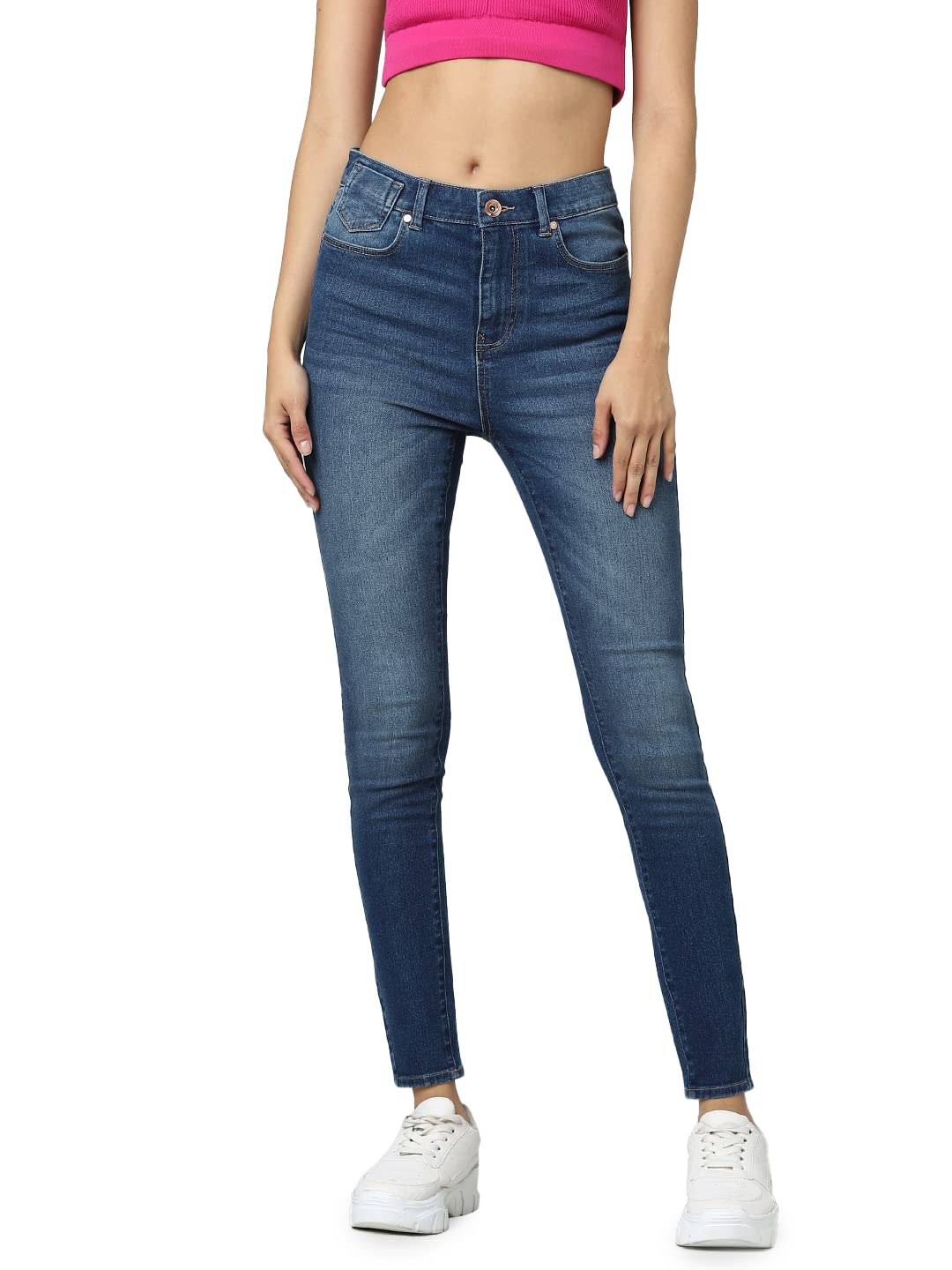 ONLY Women's Skinny Jeans (263384801-Medium Blue Denim_Medium 25)