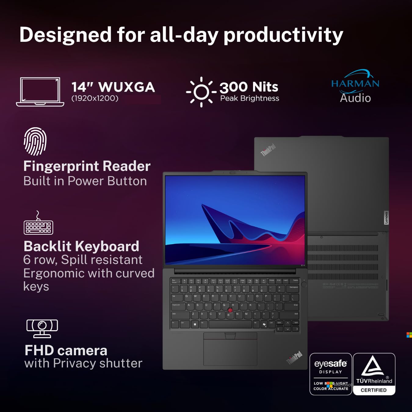 Lenovo ThinkPad E14 AI PC Intel Core Ultra 7 155H | Copilot Key | 16GB RAM | 512GB SSD | 14” WUXGA IPS 300 Nits | Win 11 + Office 2024 | Backlit | Fingerprint | 1.42 kg | 1Y Onsite | Black –21M7S0SF00
