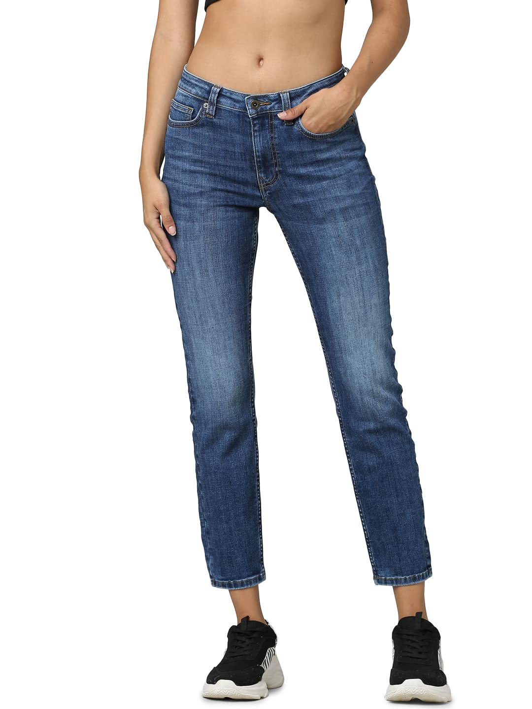 ONLY Women's Regular Jeans (263385801-Dark Blue Denim_Dark 28)