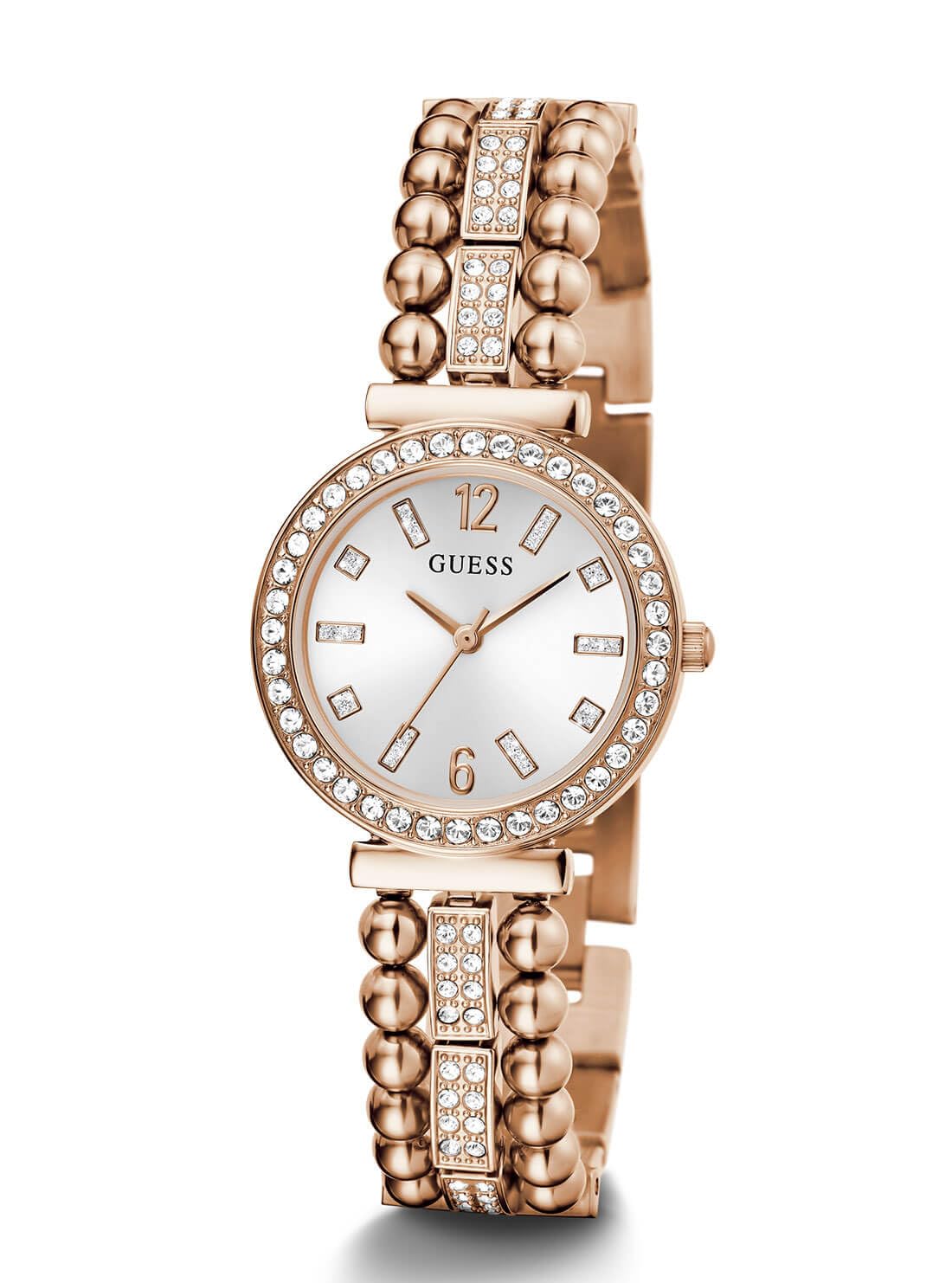 GUESS Stainless Steel Analog White Dial Women Watch-Gw0401L3, Rose Gold Band