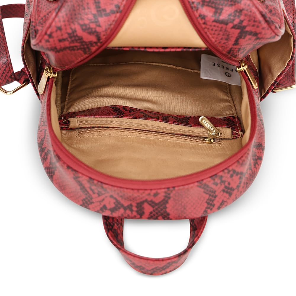 Caprese Canes Casual Backpack, Small | Fashion Backpack for Women with Adjustable Strap & Secure Zip Closure | Spacious, Versatile for Everyday Outings and Travel | Ideal for Students (Burgundy)