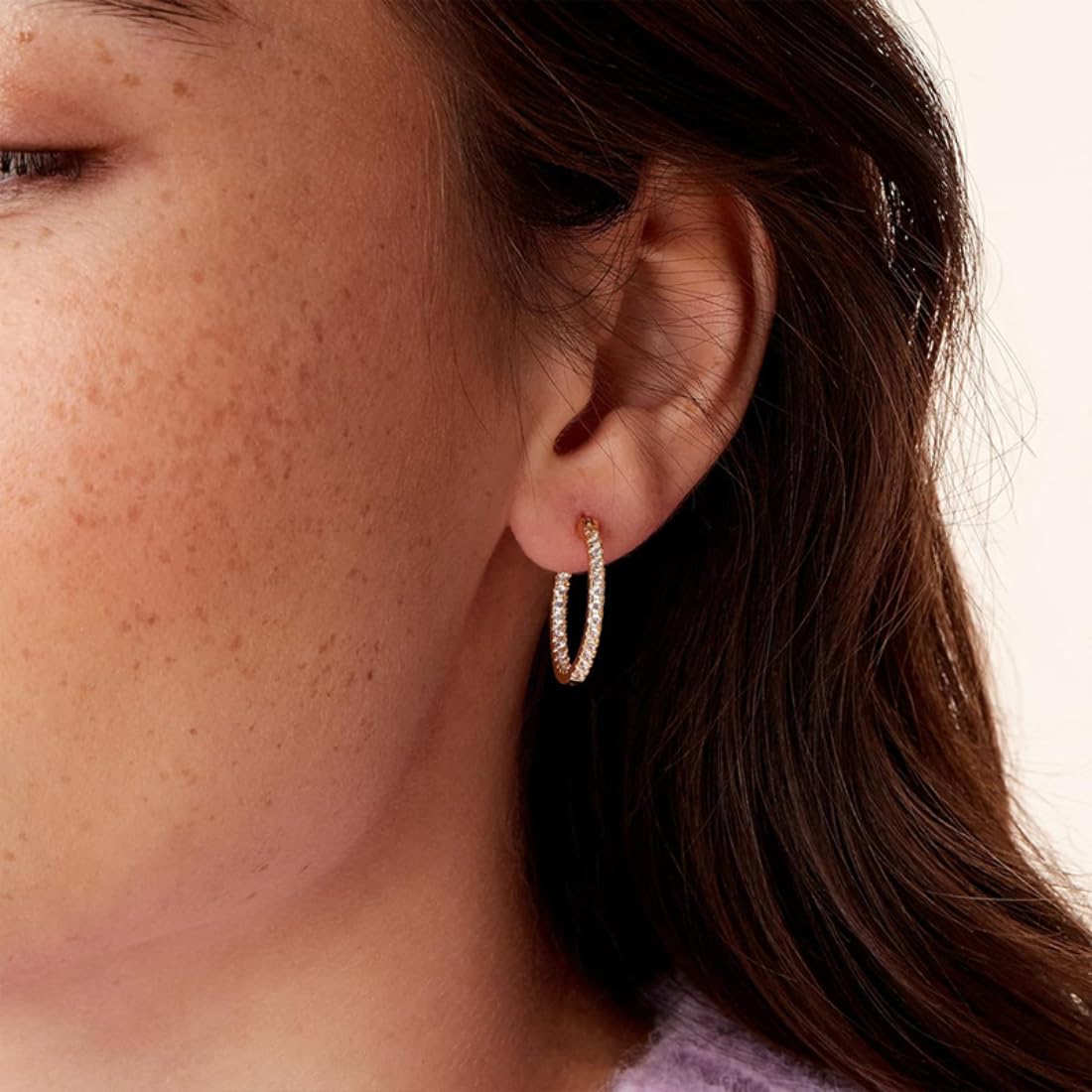 Aaishwarya 14K Gold Plated Zircon Hoop Earrings | Waterproof Anti-Tarnish Jewelry for Women and Girls | Lightweight Daily Wear Hoops | Minimal Statement Earrings | Gift for Her