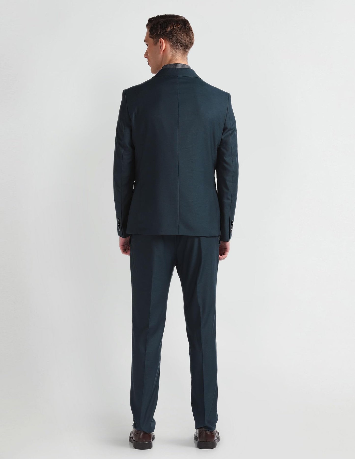 Arrow Men's Polyester Blend Single Breasted Business Suit Pants Set (ARAHSU5521_Teal