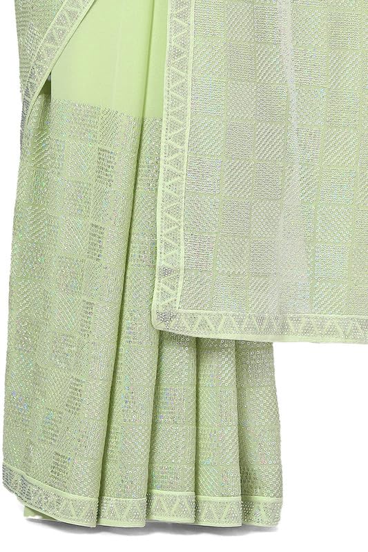 Soch Womens Light Green Embellished Georgette Saree With Sequins