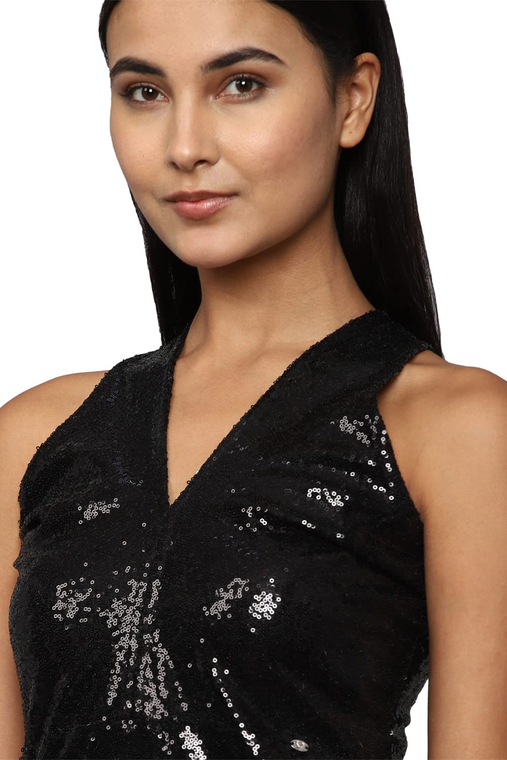 Allen Solly Women's Polyester Classic Above The Knee Dress (AHDRCRGFM60243_Black