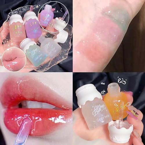 Gege Bear Glossy Lip Gloss for Women – Ultra-Hydrating, Non-Sticky, & High-Shine Finish | Wear Alone or Over Lipstick | Cute & Trendy Korean Inspired Lip Gloss | Lip Balm Alternative for Dry Lips | 5 Shades (01+02, 2 Pack)