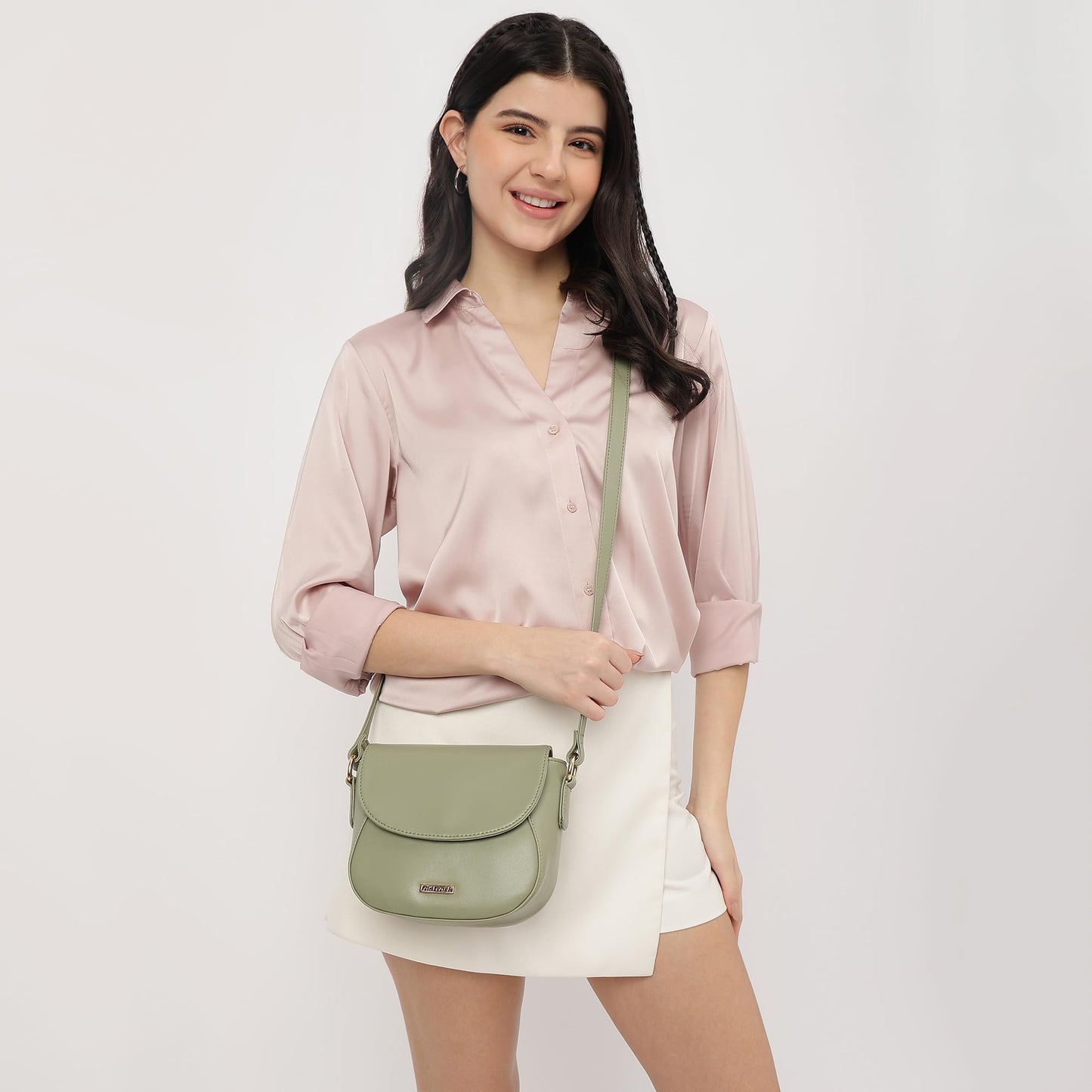 Fastrack Women's Chic Sling Bag | Adjustable Sling Belt, Inner Zip and Slip Pockets | Effortless Everyday Style | Women's Handbags | Sling for Casual Carry, Grey