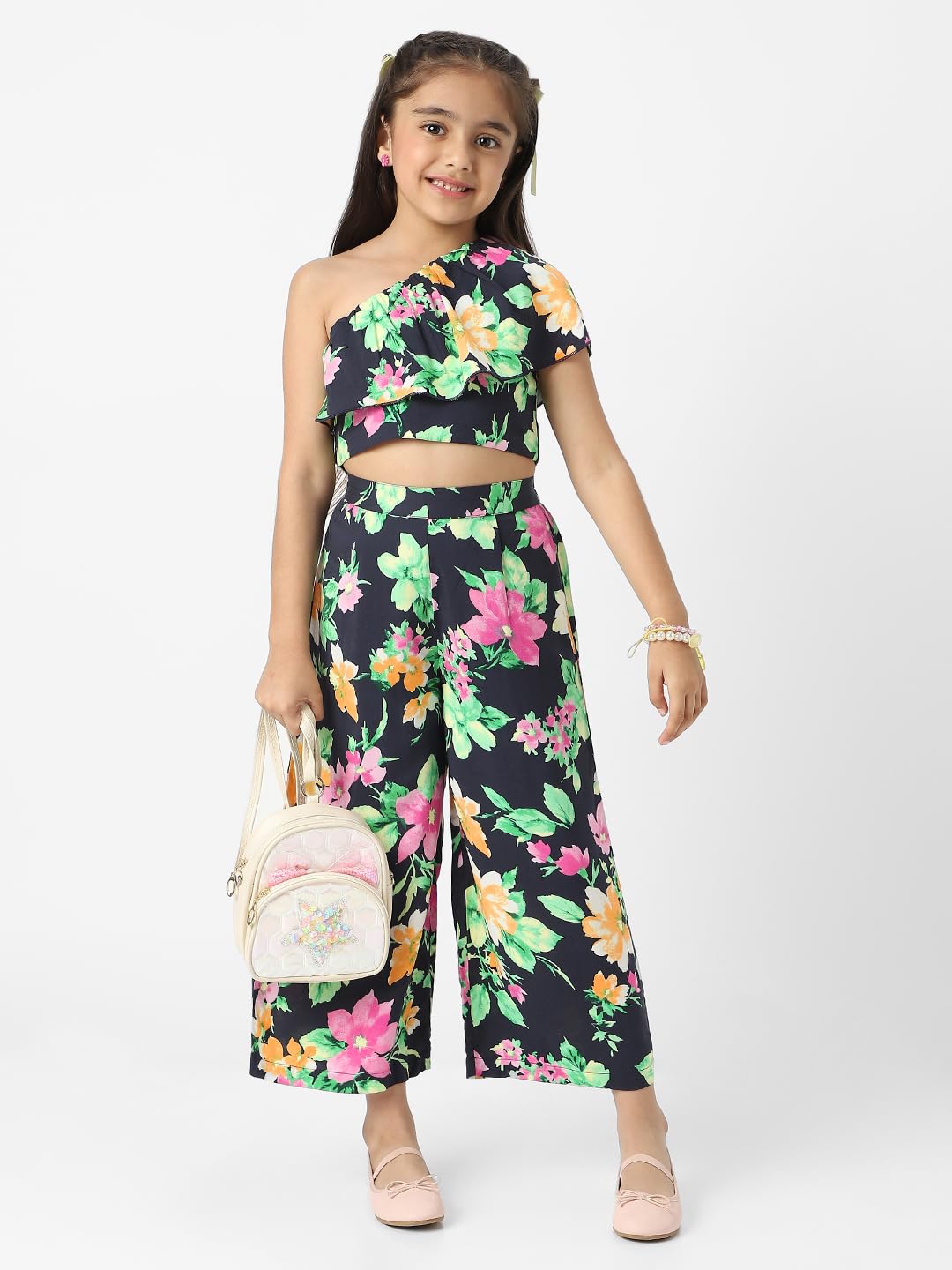 Nautinati Girls Combo Set of Asymmetrical Top and Bottoms