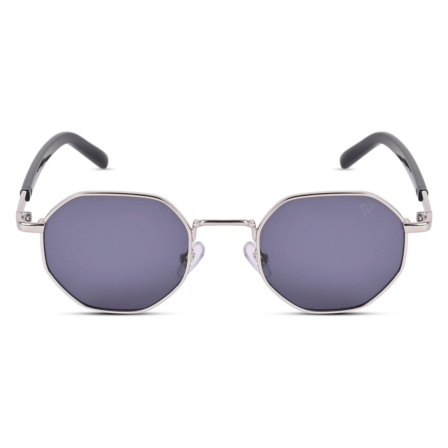 Voyage UV Protection Black Round Non-Polarized Sunglasses for Men & Women (2206MG3770 | Silver Frame | Black Lens | 48)