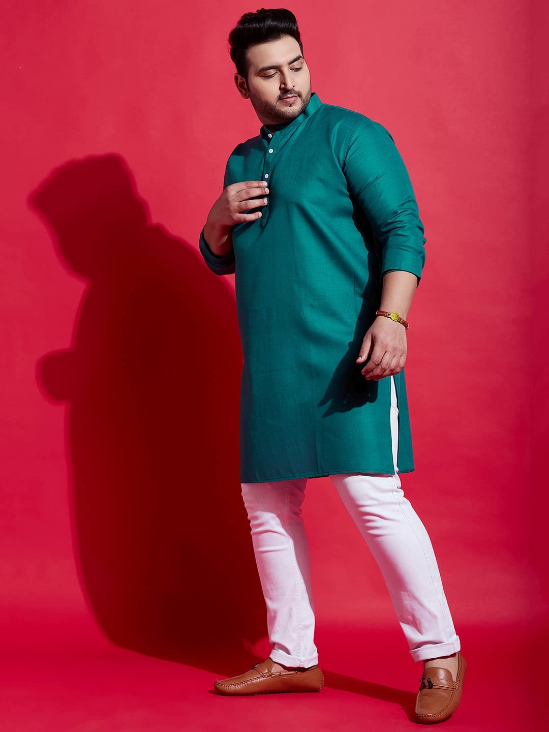 Bigbanana Plus Size Men's Regular Fit Kurta (Anubhav,Royal Blue,7XL)
