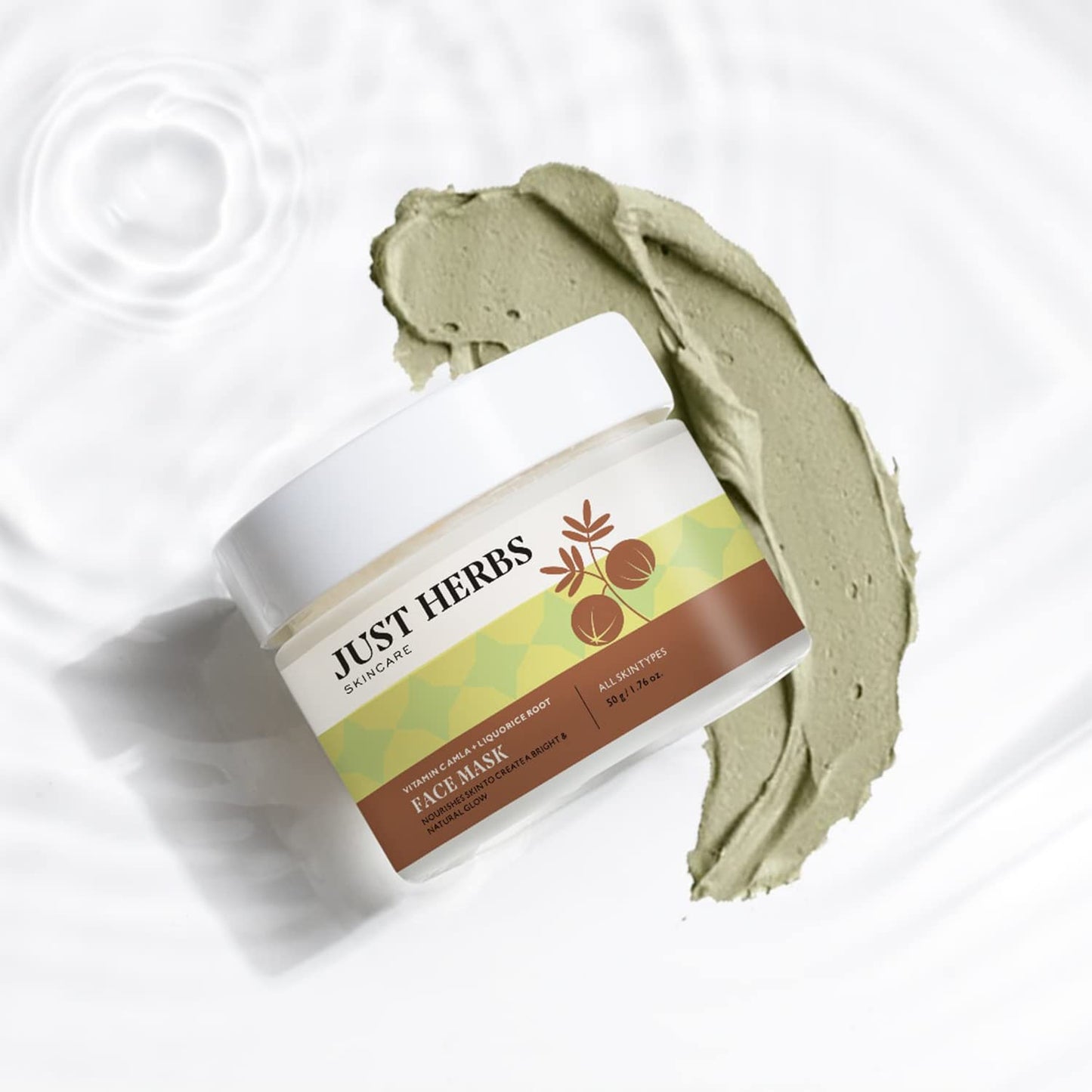 Just Herbs Ayurvedic Vitamin C Face Pack & Mask with Amla, Liquorice Root & Bentonite Clay for De-Tan, Detoxifying & Skin Brightening - 50 gm