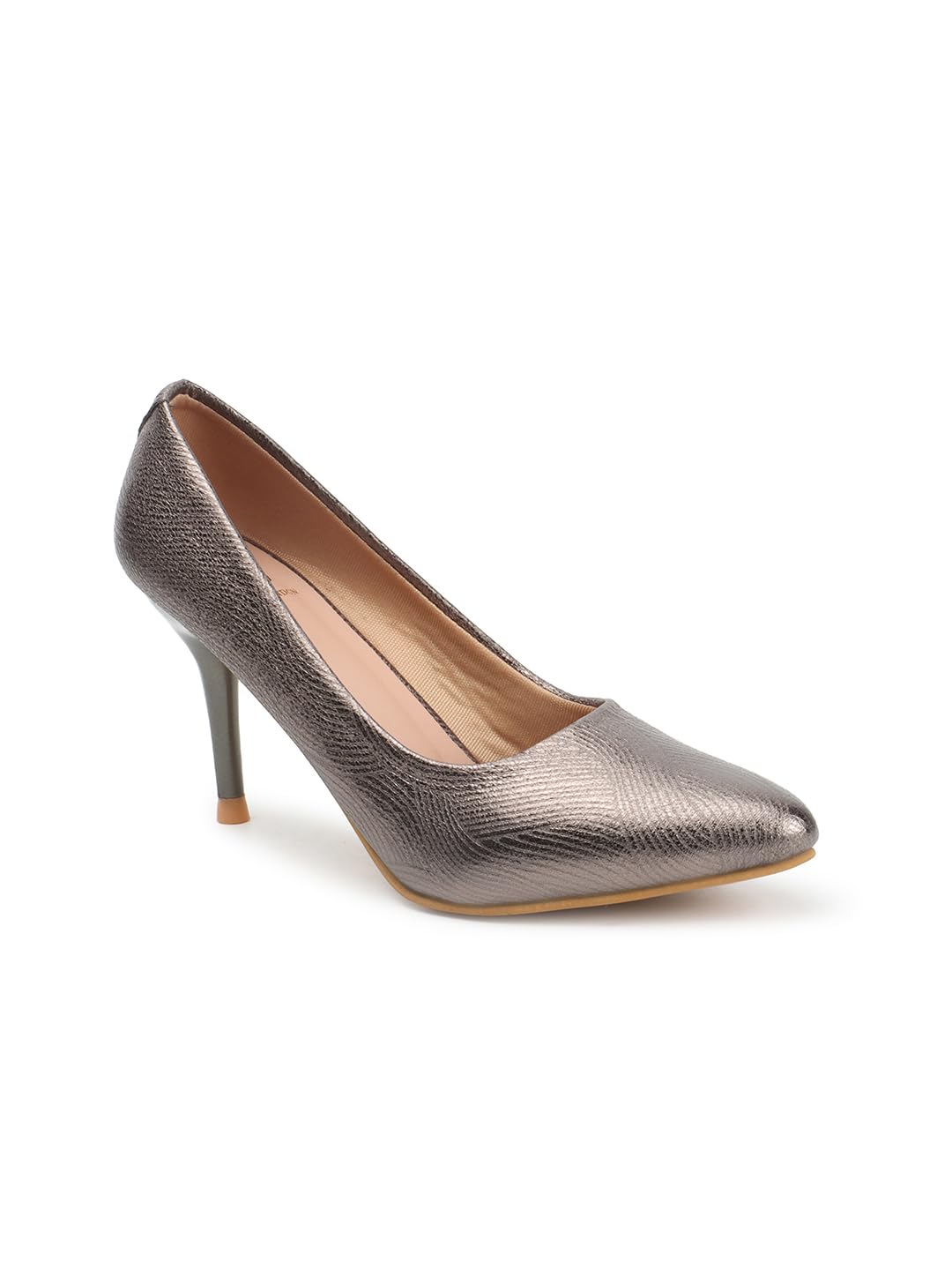 Carlton London Women Grey Stylish Slip-on Pump Shoes with Stiletto Heels, Pointed Toe (37)