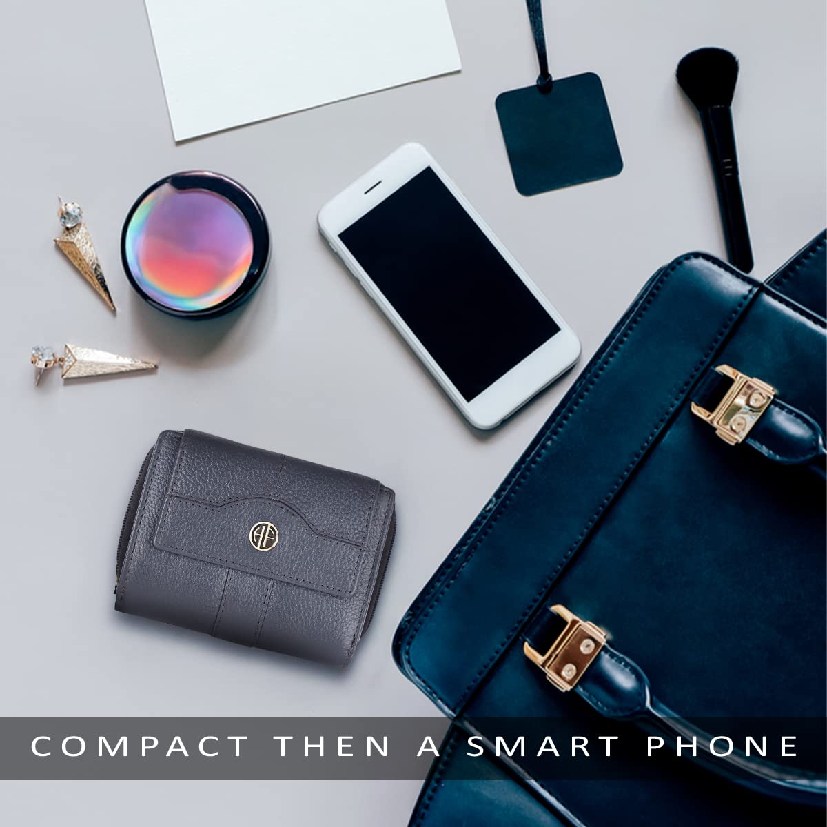 HAMMONDS FLYCATCHER Leather Ladies Wallet for Woman with 14 Card Slots - Clutch Purse for Women, Ladies Wallet for Women Stylish, Purse for Woman, Grey