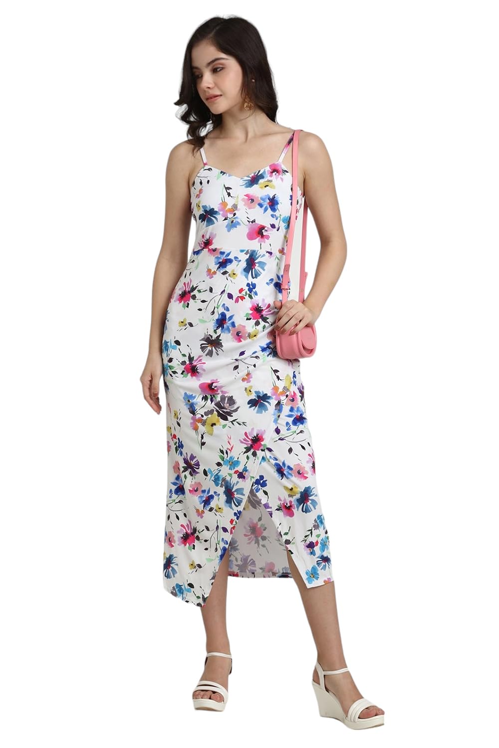 FOREVER 21 Women's Polyester Classic Maxi Dress (FWS24CDRF0142_White