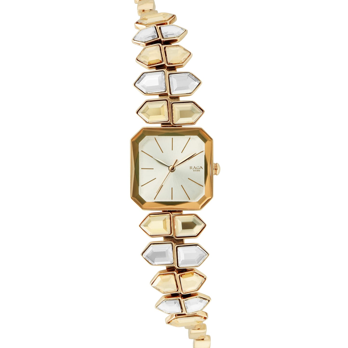 Titan Raga Love All Quartz Analog Silver Dial Rose Gold Metal Strap Watch for Women - NT95152WM01