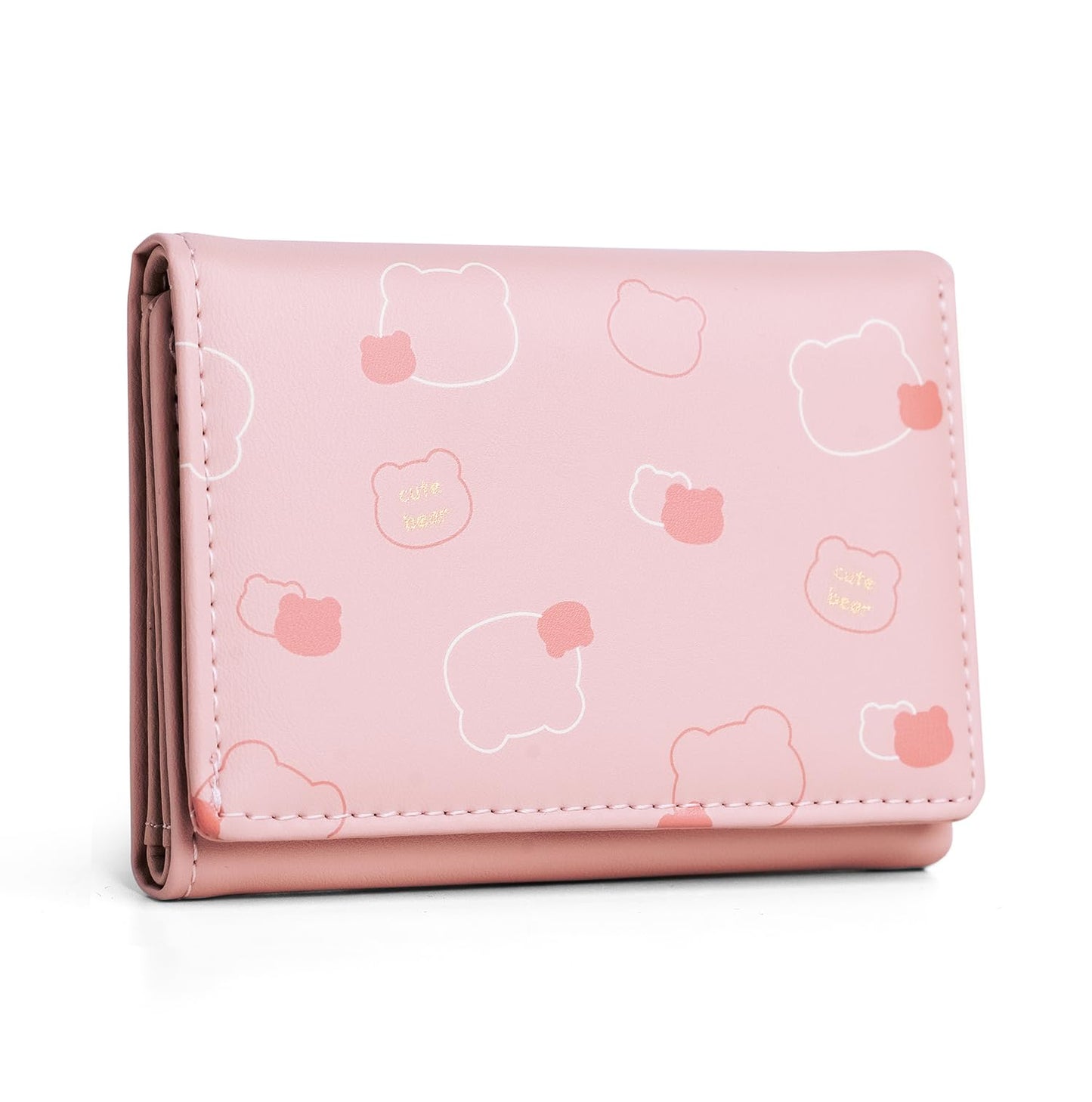 INOVERA (LABEL) Tri-fold Wallet for Women Girls - Cards Coin Holder Mini Hand Purse - Faux Leather Stylish Wallets (Pink)