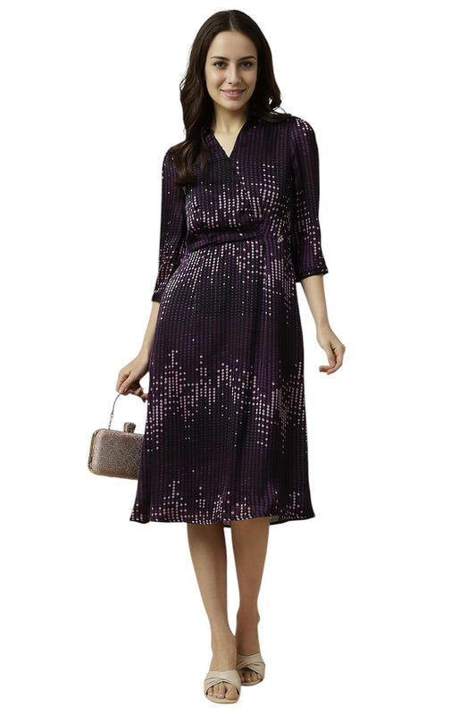 Allen Solly Women's Polyester Modern Knee-Length Dress