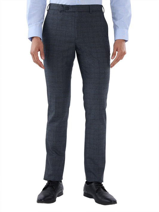 Park Avenue Men Slim Fit Solid Pattern Polyester Blend Flat Front Formal Trouser Medium Blue