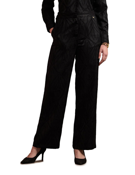 U.S. POLO ASSN. High Rise Wide Leg Trousers (UWAW24TRO117_Black_28)