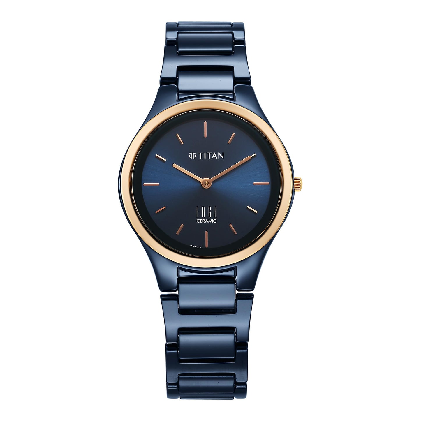 Titan Edge Bicolour Quartz Analog Blue Dial Blue Ceramic Strap Watch for Women/NT2653KC11