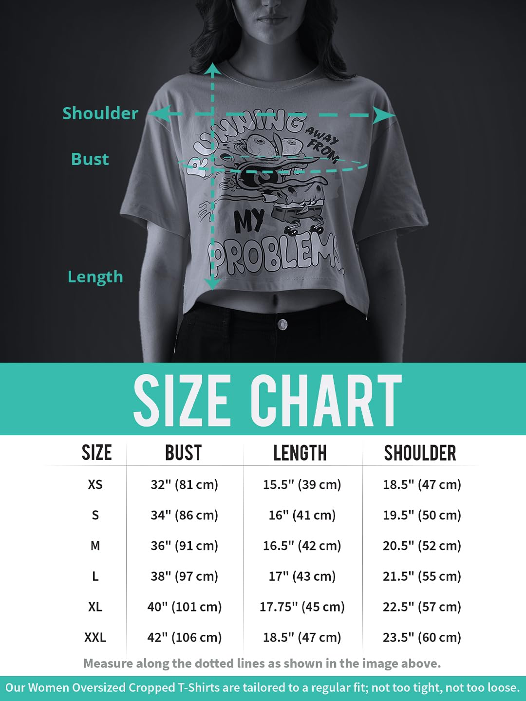 The Souled Store| Official Scooby Doo: Huh Women and Girls T-Shirts|Half Sleeve|Loose fit Graphic Printed|100% Cotton Green Color Women Oversized Cropped T-Shirts