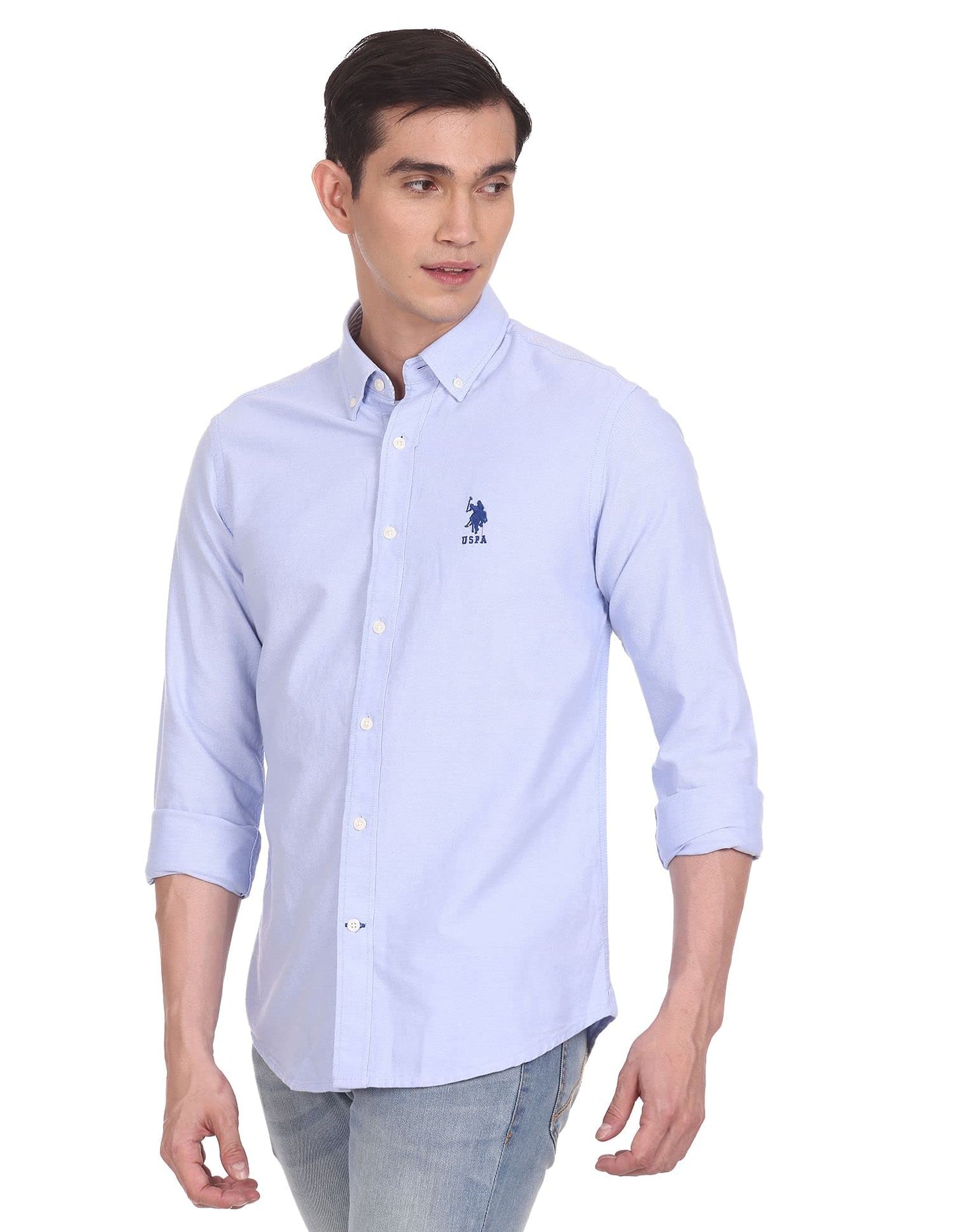 U.S. POLO ASSN. Men's Cotton Regular Fit Polo Shirt Blue Medium